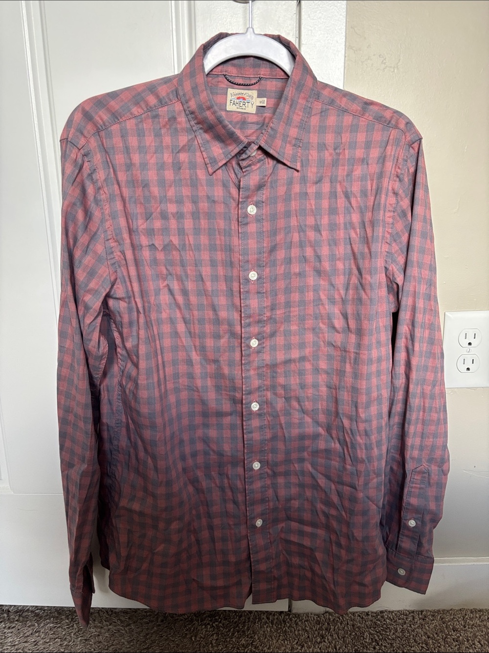 Faherty Red and Blue Checked Button-Down Shirt